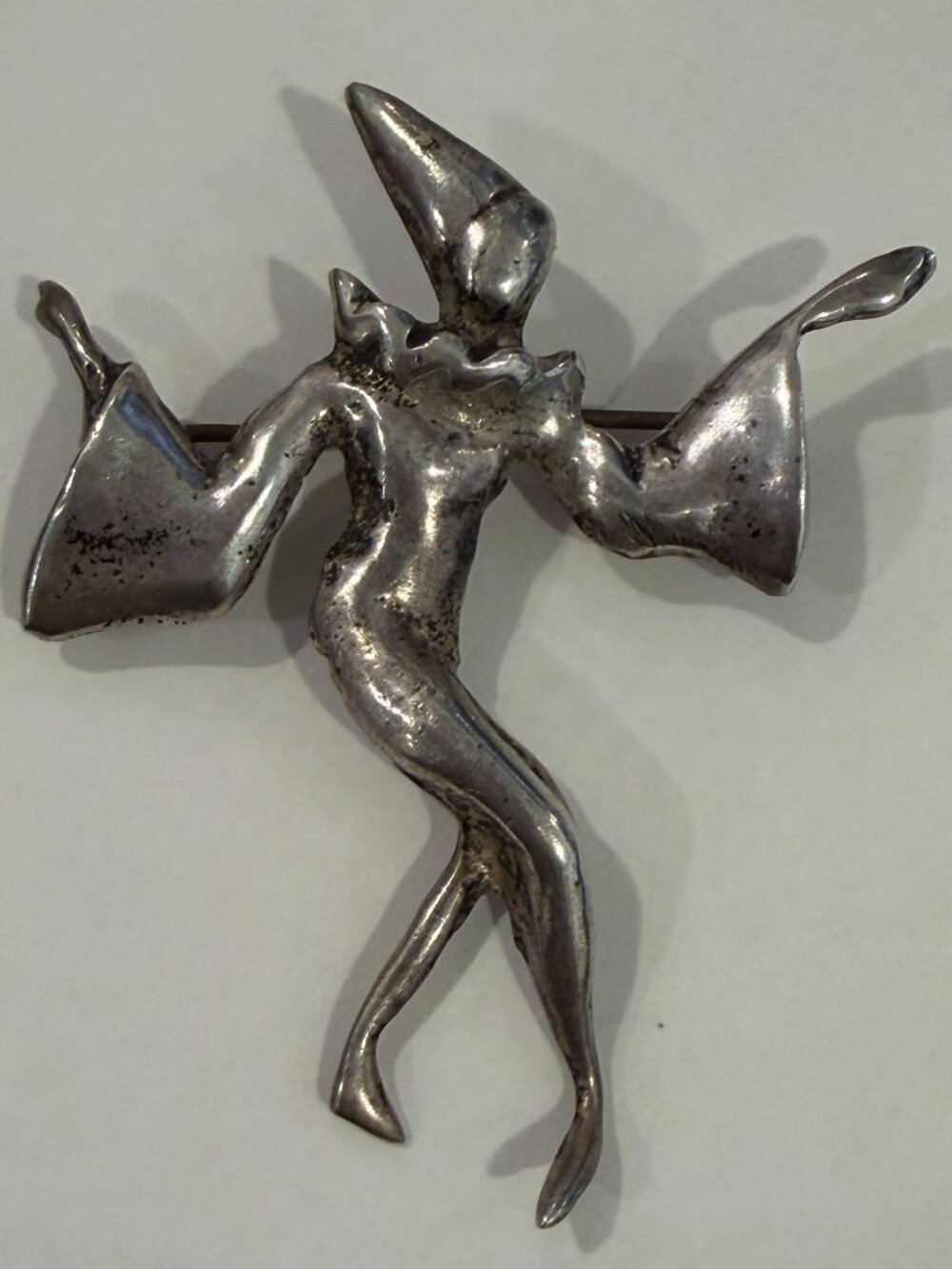 Silver Pin Dancer Pierot Commedia dell.arte 1940's